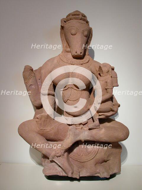 Horse-Headed Yogini Hayagriva Seated Holding a Child, 11th century. Creator: Unknown.