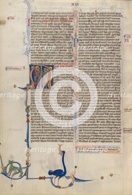 Initial M: Saint Paul Addressing Two Men; Abbey Bible, about 1250-1262. Creator: Unknown.