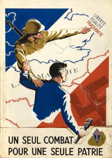 Unity of Strength - Inter-allied posters: 'Liberté, Egalité, Fraternité', between 1939 and 1946. Creators: Central Office of Information, Unknown.