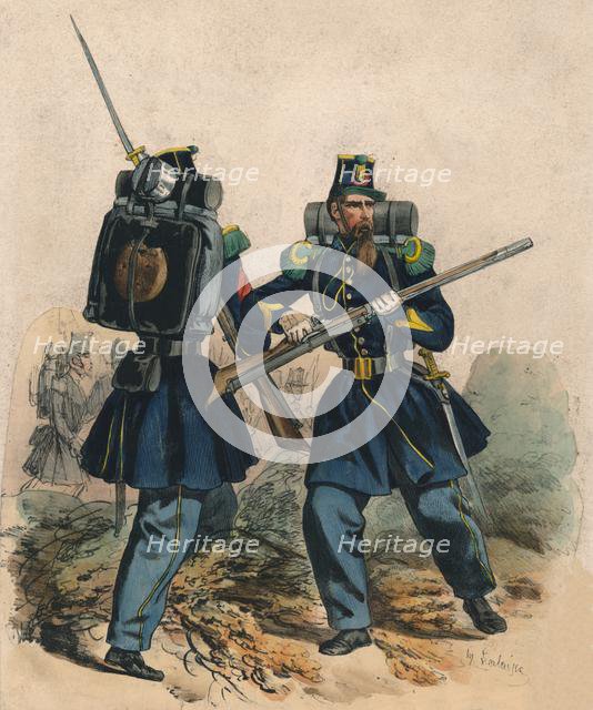 'Chasseurs A Pied', mid-late 19th century.  Creator: Hippolyte Lalaisse.