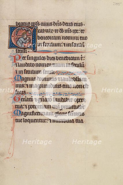 Initial E: David Praying; Bute Psalter, text and illumination about 1285. Creator: Bute Master.