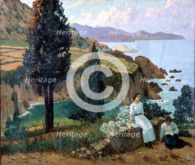  'Sunset' oil by Joan Llimona.