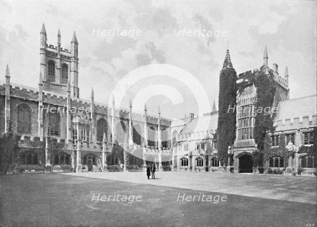 'Magdalen College-Cloister and Bell and Founder's Towers', c1896. Artist: Unknown.