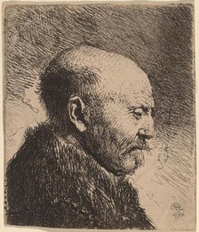A Bald Man in Profile (The Artist's Father?), 1630. Creator: Rembrandt Harmensz van Rijn.