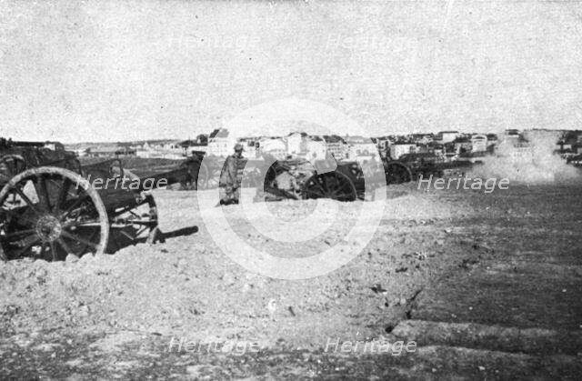 Coup d'etat in Portugal; Revolutionary artillery unit responding to fire from the warships..., 1917 Creator: Unknown.