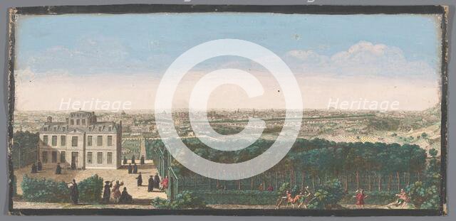 View of the city of Paris seen from the village of Ménilmontant, 1700-1799. Creators: Anon, Jacques Rigaud.
