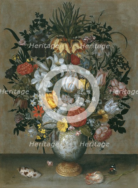 Chinese Vase with Flowers, Shells and Insects. Artist: Bosschaert, Ambrosius, the Elder (1573-1621)