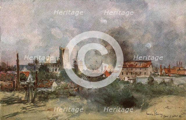 ''Bombardement d'Ypres, le 5 juillet 1915.', 1915. Creator: Unknown.