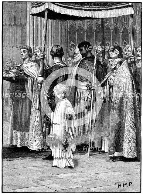 Coronation of Richard I in Westminster Abbey 1189, (c1880). Artist: Unknown