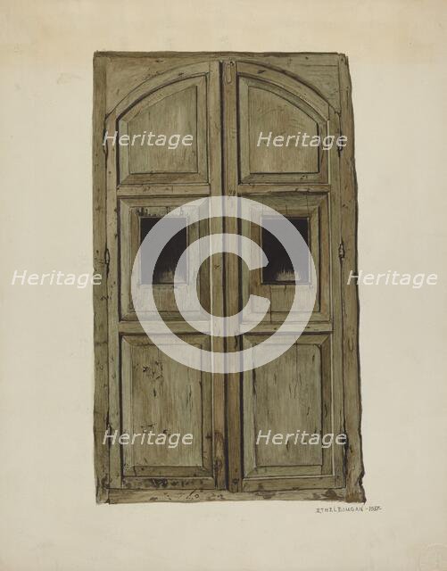 Doors to Confessional, 1937. Creator: Ethel Dougan.