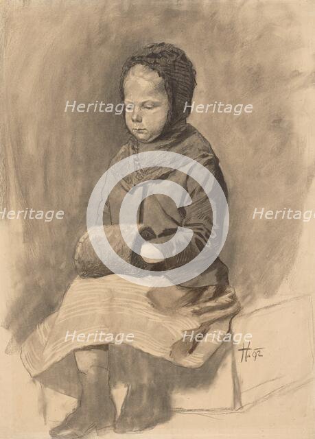 Study of a seated girl, 1892. Creator: Jozef Hanula.