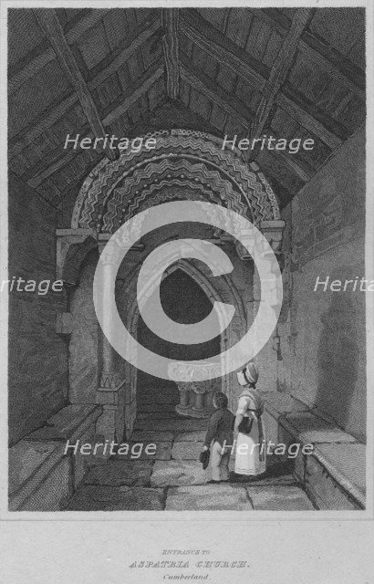 'Entrance to Aspatria Church, Cumberland', 1814. Artist: John Greig.
