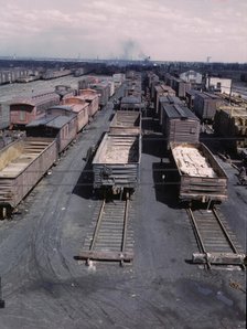 General view of part of the rip tracks at C & NW RR's Proviso yard, Chicago, Ill., 1943. Creator: Jack Delano.