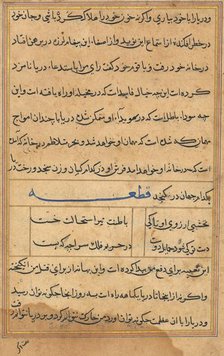 Page from Tales of a Parrot (Tuti-nama): text page, c. 1560. Creator: Unknown.