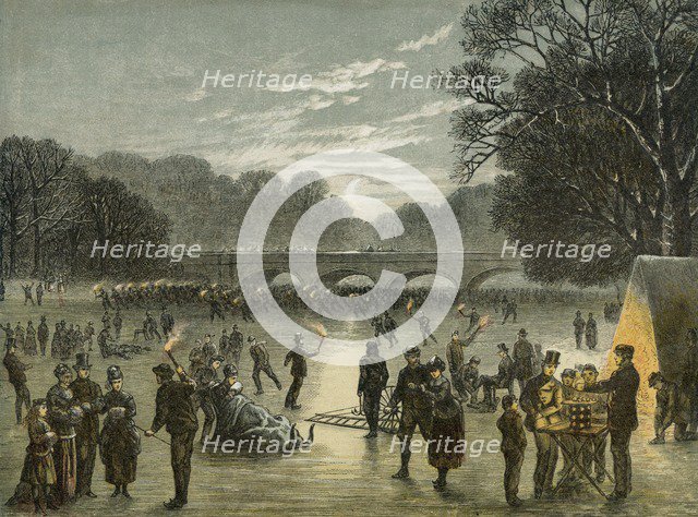 Skating on the Serpentine in Hyde Park, London, c1850. Artist: Unknown.