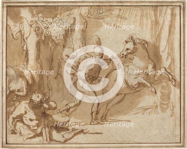 Alexander the Great and Bucephalus, c. 1553. Creator: Taddeo Zuccaro.