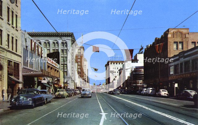 Looking east on Hollywood Boulevard, Hollywood, Los Angeles, California, USA, 1953. Artist: Unknown