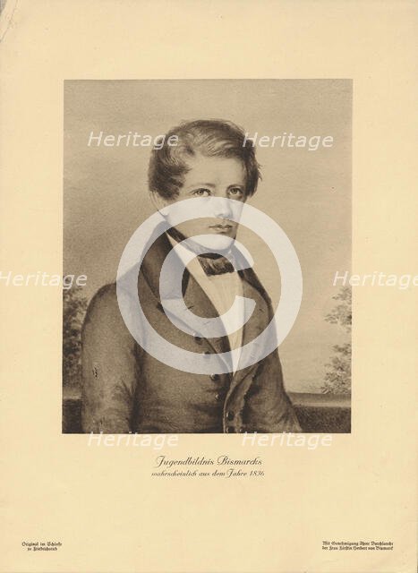 Portrait of Bismarck as a youth, probably from 1836, 1890. Creator: Anonymous.