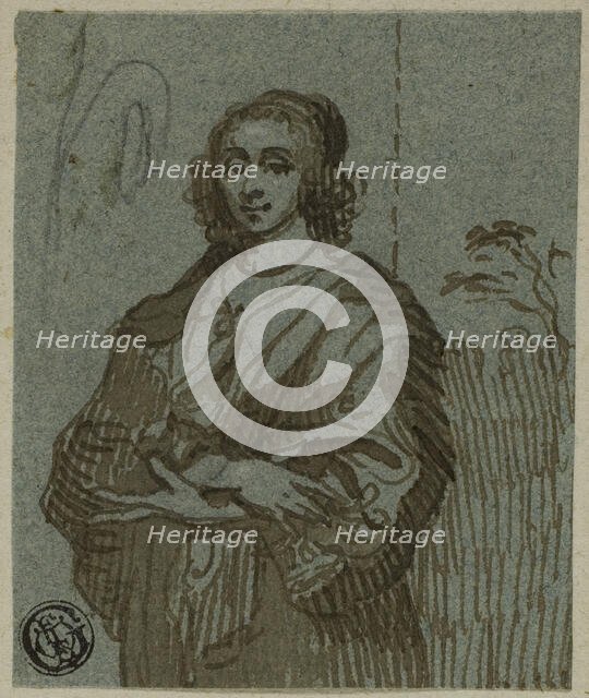 Woman Three-Quarter Length with Crossed Arms, 18th century. Creator: Unknown.