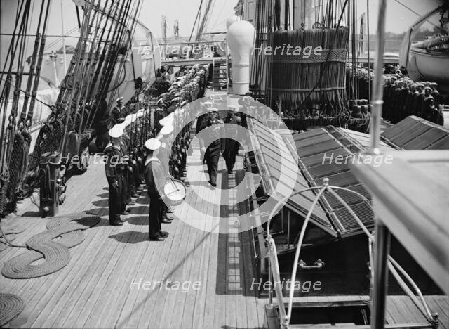 Sunday morning inspection, Russian navy, 1893. Creator: Unknown.