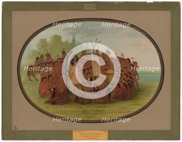 Catlin Painting the Portrait of Mah-to-toh-pa - Mandan, 1861/1869. Creator: George Catlin.