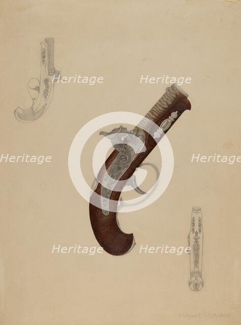 Dueling Pistol, c. 1937. Creator: Richard Whitaker.