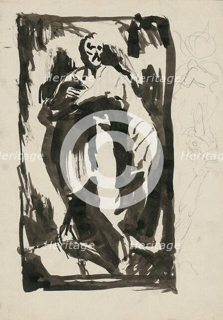 Sketch of a standing man, 1940-1944. Creator: Ján Novák.