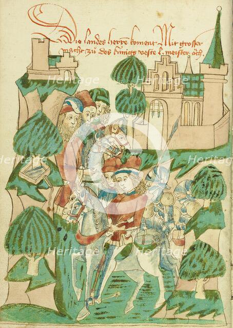 King Avenir with Nobles and Masters; Barlaam und Josaphat, 1469. Creators: Hans Schilling, Diebolt Lauber.