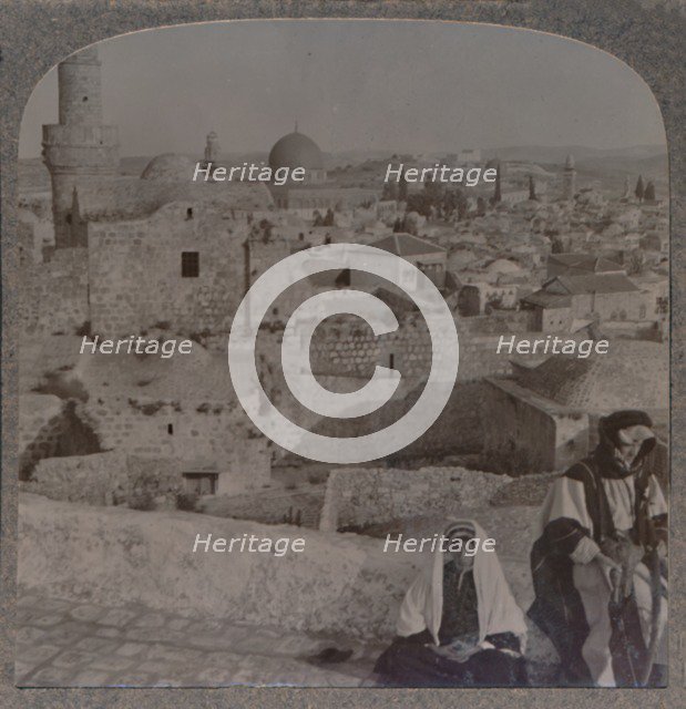 'Jerusalem from School over mosque, showing Tower of Antonio', c1900. Artist: Unknown.