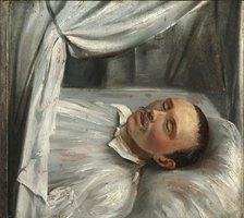 Poet Mikhail Lermontov (1814-1841) on the deathbed, 1841.  Creator: Schwede, Robert (1806-1871).