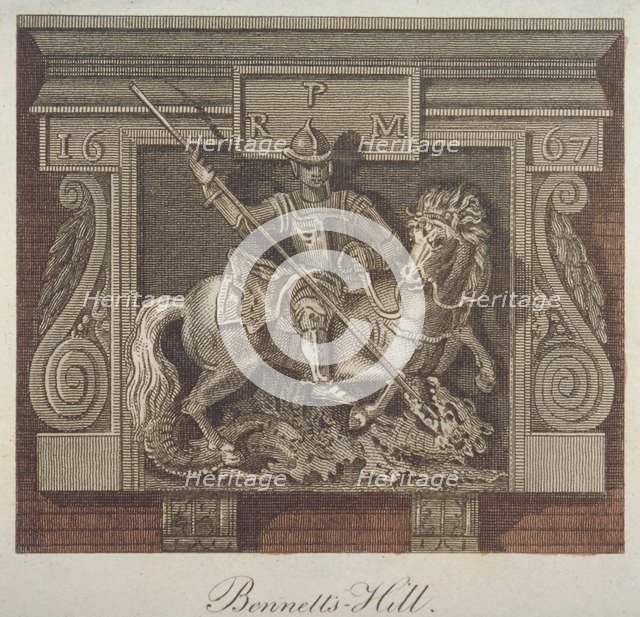 Inn sign for the George and Dragon Inn, Bennet's Hill, City of London, 1814. Artist: John Pass