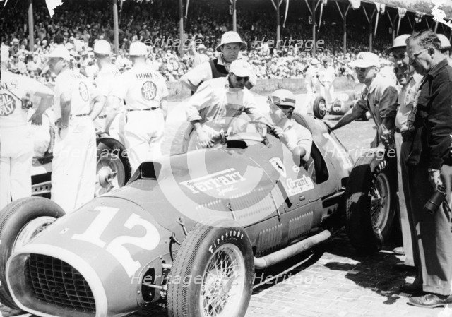 Alberto Ascari at the wheel of a 4.5 litre Ferrari, Indianapolis, 1952. Artist: Unknown