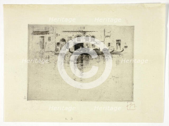 Gondolas and Venetian Palace, c. 1880. Creator: Robert Frederick Blum.