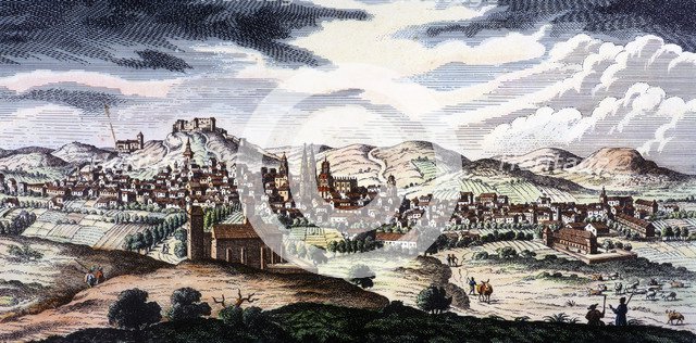 Overview of the city of Burgos, engraving.