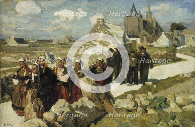 Returning from Mass in Penmarch, 1890-1898. Creator: Lucien Simon.