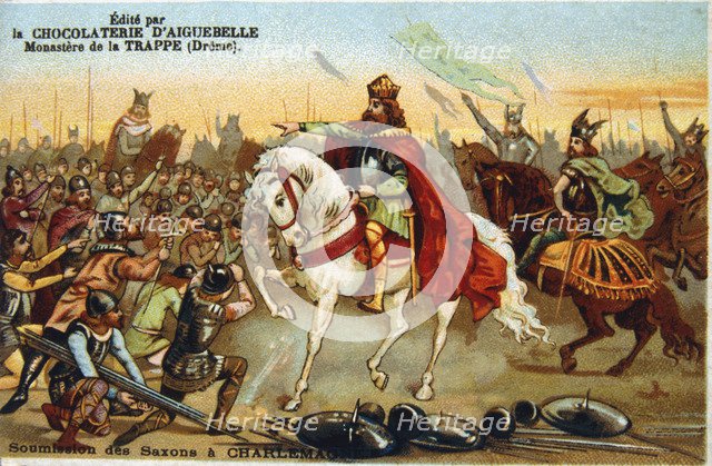 Charlemagne, King of the Franks, accepting the submission of the Saxons, 777 (19th century). Artist: Unknown