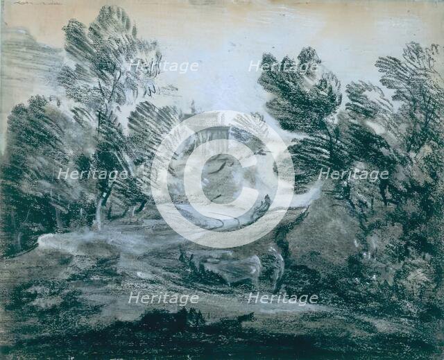 Winding Lane with Peasants and Cattle, 1770-1779. Creator: Thomas Gainsborough.