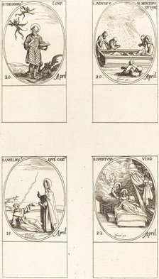 St. Theodorus; St. Agnes of Monte Pulciano; St. Anselme, Archbishop of Canterbury; St. Creator: Jacques Callot.