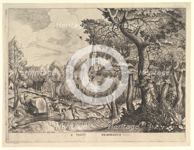 Wooded Region (Pagus Nemorosus) from The Large Landscapes, ca. 1555-56. Creators: Johannes van Doetecum I, Lucas van Doetecum.