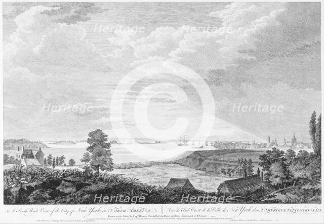 A South West View of the City of New York, in North America, ca. 1768. Creator: Pierre-Charles Canot.