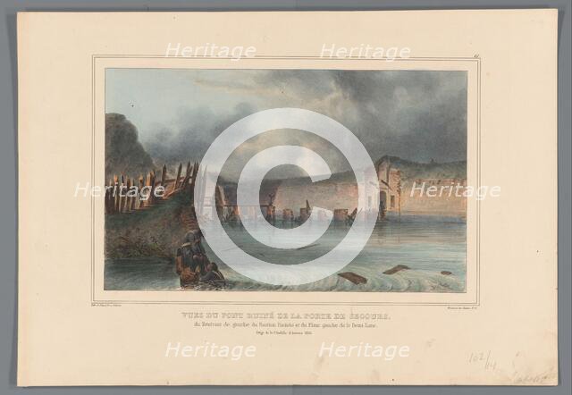 Destroyed bridge, 1832, (1833).  Creator: Auguste Raffet.