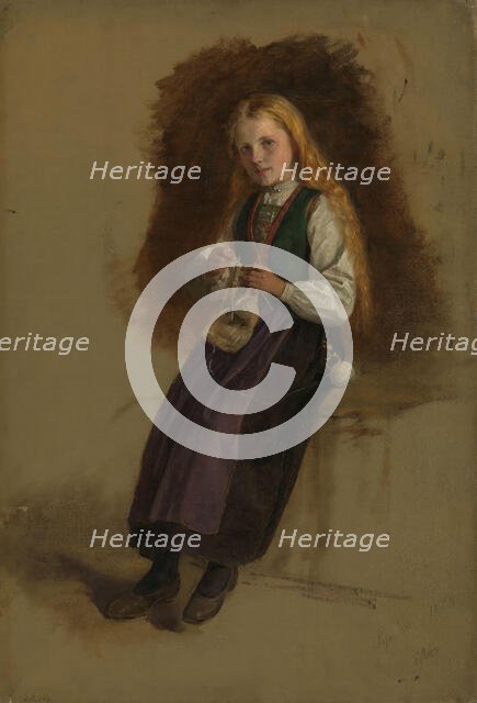 Portrait of Syneve Larsdatter from Vikor, 1873. Creator: Adolph Tidemand.