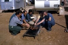 Bluebird CN7 support team barbequeing at Lake Eyre, Australia, 1964. Creator: Unknown.