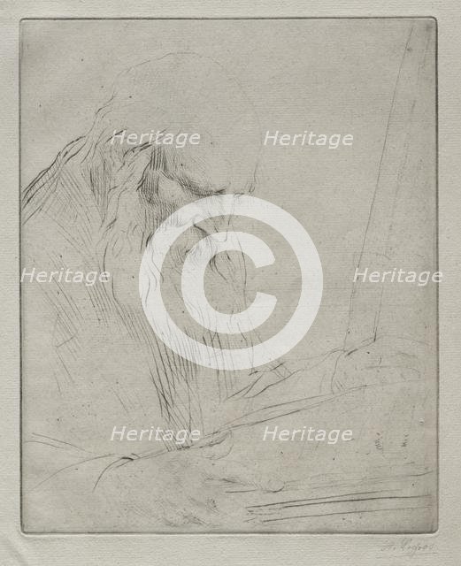 Study of a Man Reading. Creator: Alphonse Legros (French, 1837-1911).