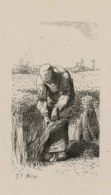 Woman Pulling Flax, 1853, after drawing made in 1852. Creator: Jacques-Adrien Lavieille.