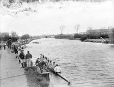 Boat crews waiting in their boats before a race during Eights Week, Oxfordshire, c1860-c1922. Artist: Henry Taunt