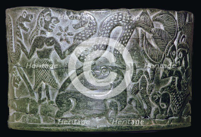 Steatite bowl with mythological scenes. Artist: Unknown