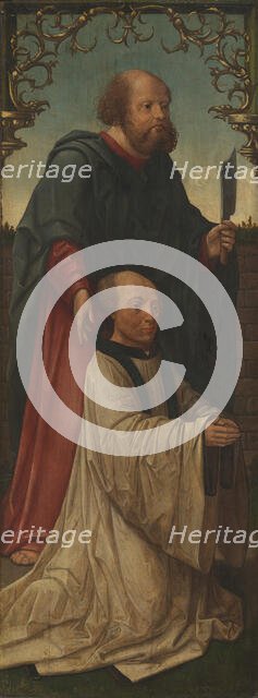 Saint Matthias (?) and a Donor; Saint Andrew (reverse), 1520/25. Creators: Jacob Cornelisz. van Oostsanen, Workshop of Jacob Cornelisz. van Oostsanen.