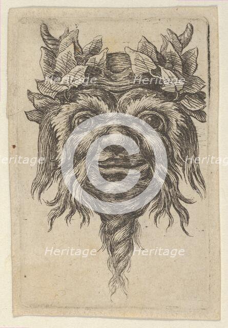 Satyr Mask with a Spiral-Shaped Beard and Ivy Grouped Around Each Horn, from Divers..., ca. 1635-45. Creator: Francois Chauveau.