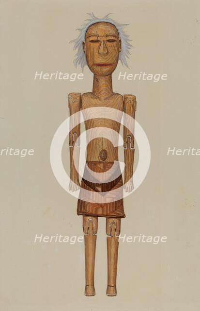 Wooden Indian Doll, c. 1937. Creator: Rex F Bush.
